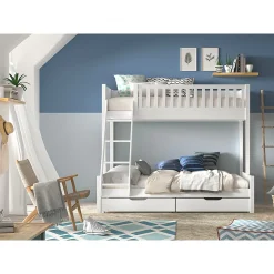 Lit superpose 90-140x200 sommiers et tiroirs inclus Vipack Scott Blanc