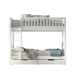 Lit superpose 90x200 sommiers et tiroirs inclus Vipack Scott Blanc