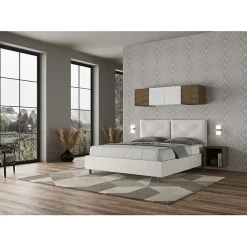 Lit tapissé en simili cuir blanc Appia sans sommier 160x190