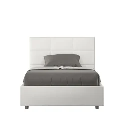 Lit tapissé en simili cuir blanc sans sommier Mika 120x200