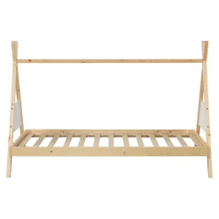 Lit tipi pour enfant Siikajoki bois de pin 90 x 200 cm naturel blanc en.casa