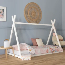 Lit tipi pour enfant 190x90cm blanc VALENTIN - HAPPY GARDEN
