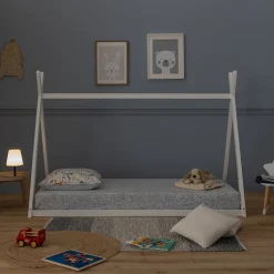 Lit tipi pour enfant 190x90cm blanc VALENTIN - HAPPY GARDEN
