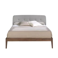 Lit tufté en tissu gris moderne pour chambre à coucher élégante