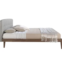 Lit tufté en tissu gris moderne pour chambre à coucher élégante