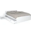 Lit TWIST 140x190 + 2 chevets + 1 tiroir / Blanc