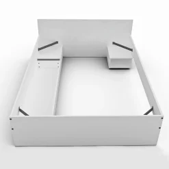 Lit TWIST 140x190 + 2 chevets + 1 tiroir / Blanc