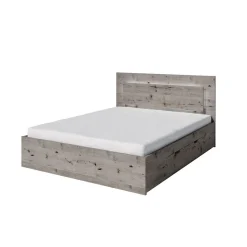 Lit VELTIS 160x200 cm avec tete de lit LED Coloris chene Wellington Sommier et matelas non inclus