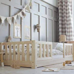 Lit 90x190 barrières et sommier inclus pieds 1 cm Agnès Bois