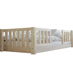 Lit 90x190 barrières et sommier inclus pieds 1 cm Agnès Bois