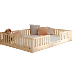 Lit 140x190 barrières et sommier inclus pieds 1 cm Agnès Bois