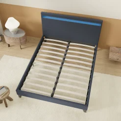 Lit 120x190 cm avec Éclairage LED Simili Noir