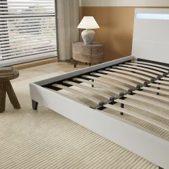 Lit 140x190 cm avec Éclairage LED Simili Blanc