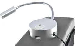 Lit 140x200 cm avec coffre lumiere de lecture ports USB cadre PU avec sommier sans matelas