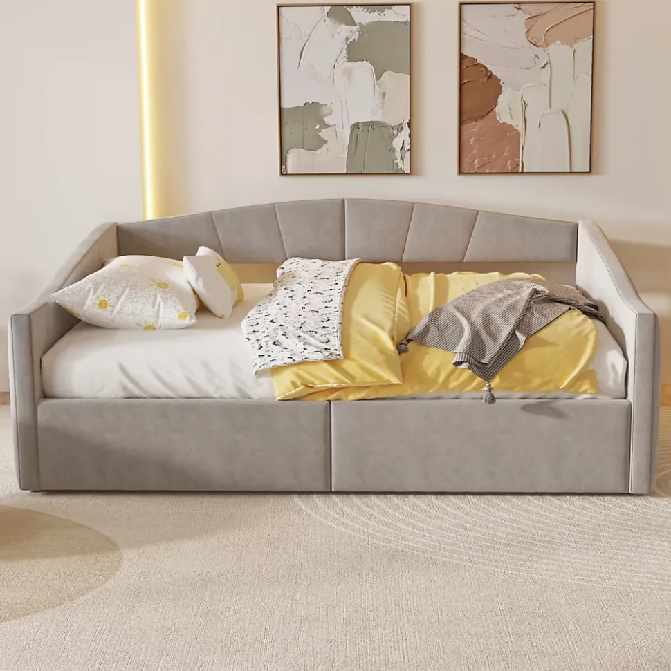 Lit 140x200 cm avec rangement hydraulique et revêtement velours gris clair, convertible, design contemporain