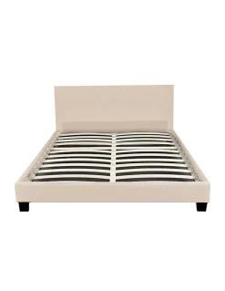 LIT 140x190 cm avec TÊTE de LIT TAPISSÉE en TISSU et SOMMIER en KIT