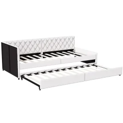 Lit 90x200 cm, canapé convertible extensible avec sommier à lattes, velours, lit enfant et lit d'appoint - Beige