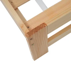 Lit 140x200 cm en bois massif naturel avec tête de lit et sommier à lattes, lit futon solide pour adolescents et adultes