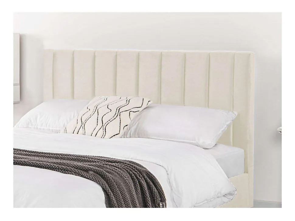 Lit 140x190 cm en velours beige - CAMBRIDGE