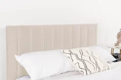 Lit 140x190 cm en velours beige - CAMBRIDGE