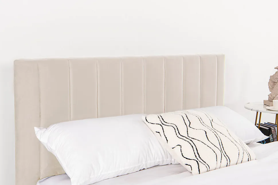 Lit 140x190 cm en velours beige - CAMBRIDGE