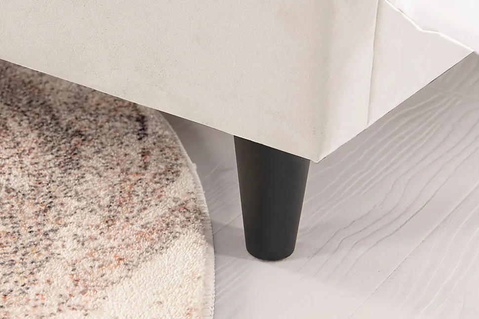 Lit 140x190 cm en velours beige - CAMBRIDGE