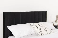 Lit 160x200 cm en velours noir - CAMBRIDGE