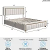 Lit 160x200 cm, lit coffre, cadre de lit avec tête de lit, velours, beige