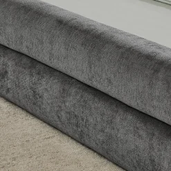 Lit 90x200 cm tapissé chenille Dark Gray avec tête de lit ergonomique et profil bas minimaliste