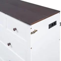 Lit 140x200 cm transformable en armoire, avec tiroirs de grande capacité, tête étagère et prises USB, blanc