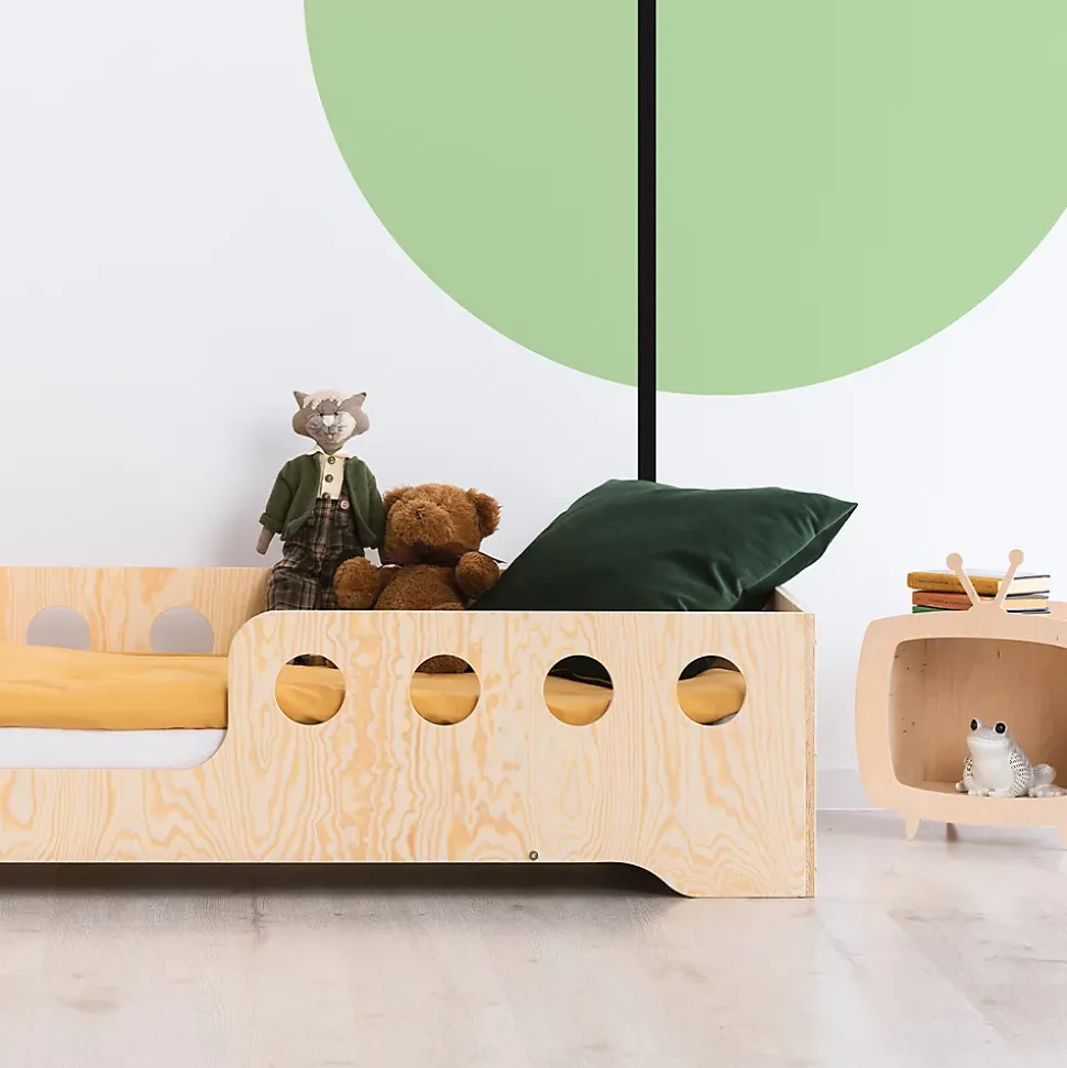 Lit 90x190 entree gauche sommier inclus Sacha Bois