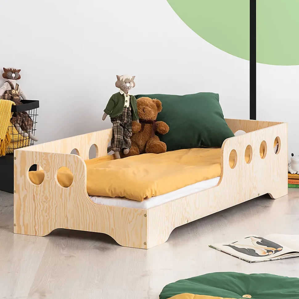 Lit 90x190 entree gauche sommier inclus Sacha Bois