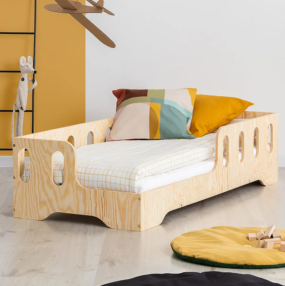 Lit 90x190 entree gauche sommier inclus Estelle Bois