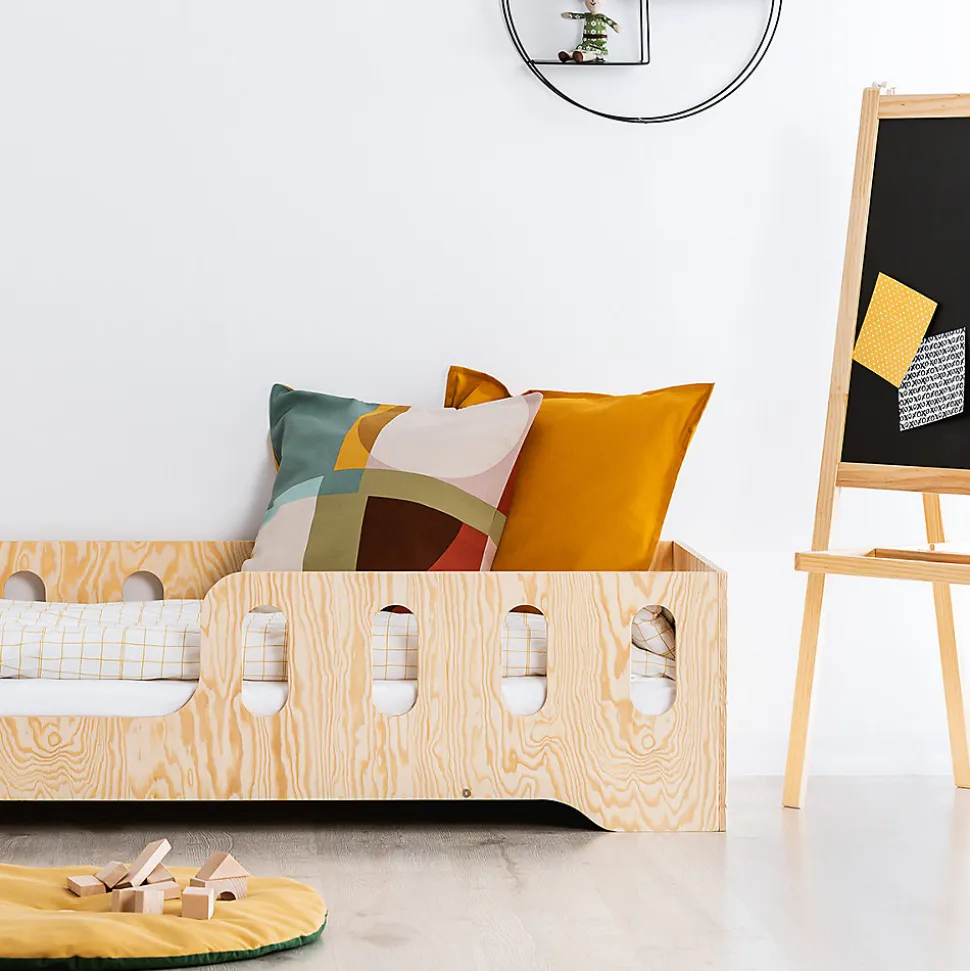 Lit 90x190 entree gauche sommier inclus Estelle Bois