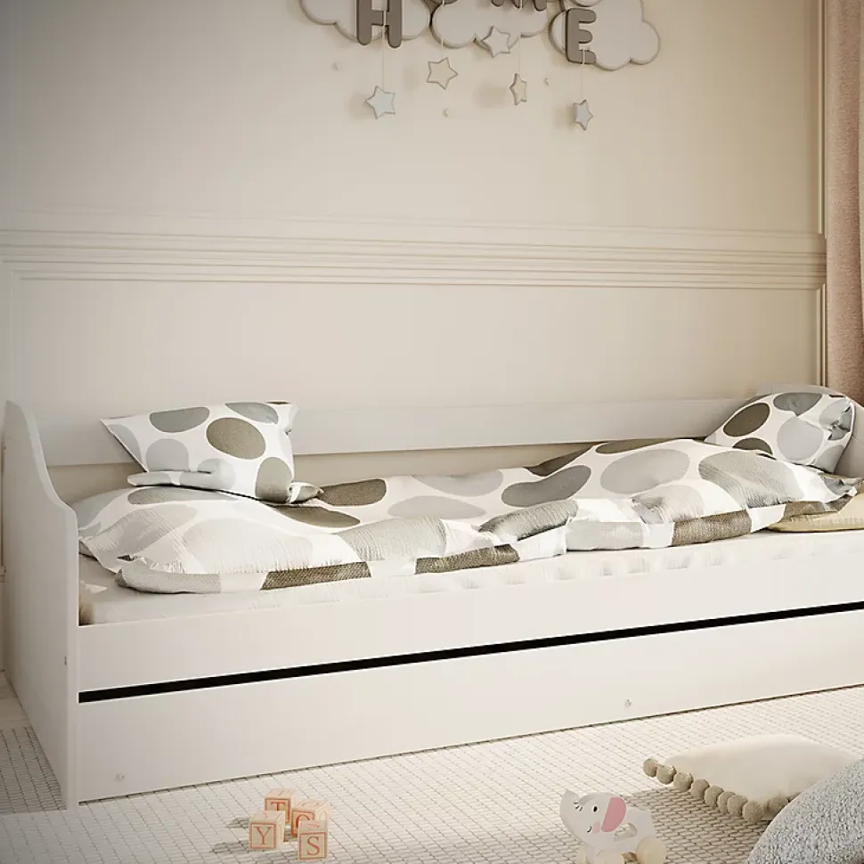 Lit 90x200 sommier et tiroir inclus Kocot Kids Allison Blanc