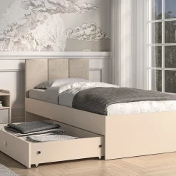 Lit 90x200 sommier et tiroir inclus Alycia Beige