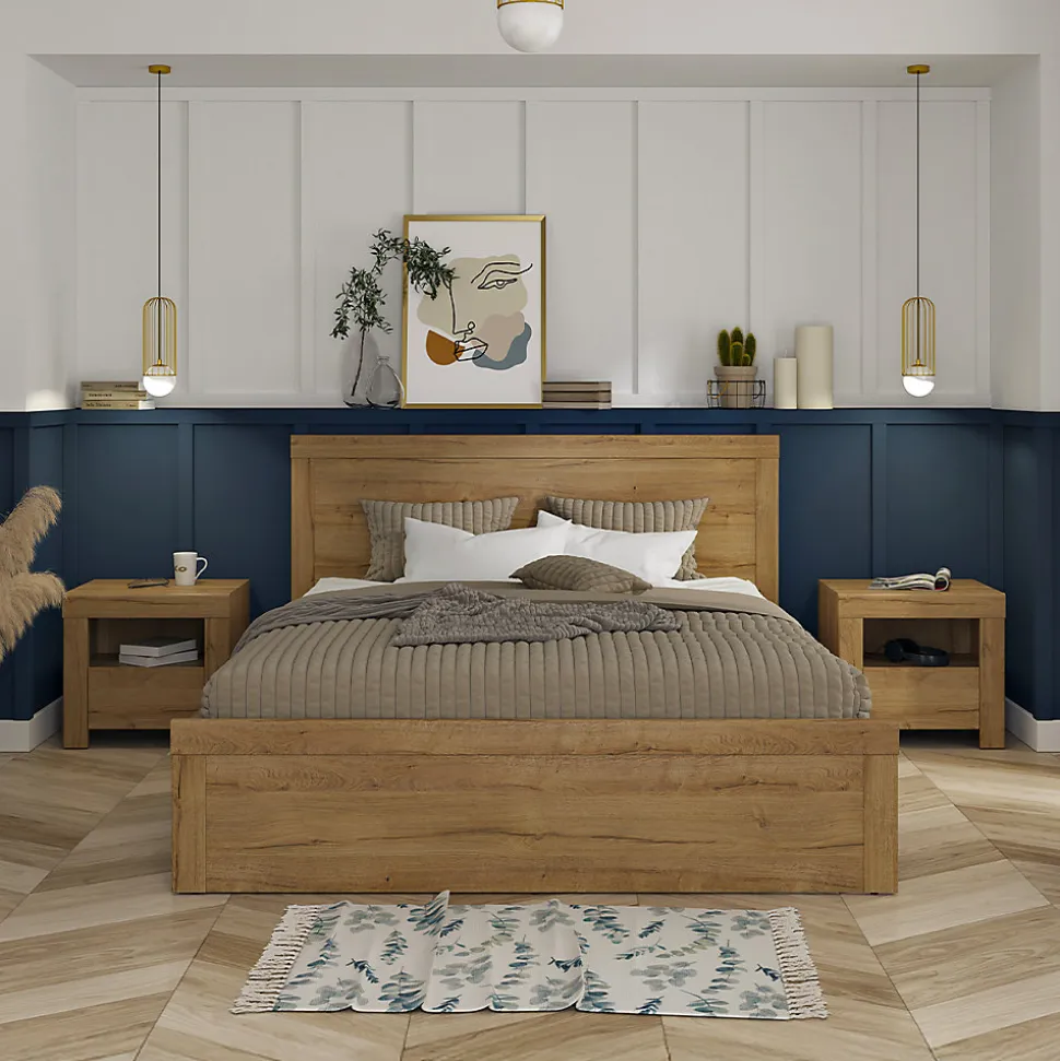 Lit 180x200 sommier et tiroirs inclus Hella Bois