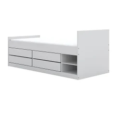 Lit 90x200 sommier et tiroirs inclus Kocot Kids Leon Blanc