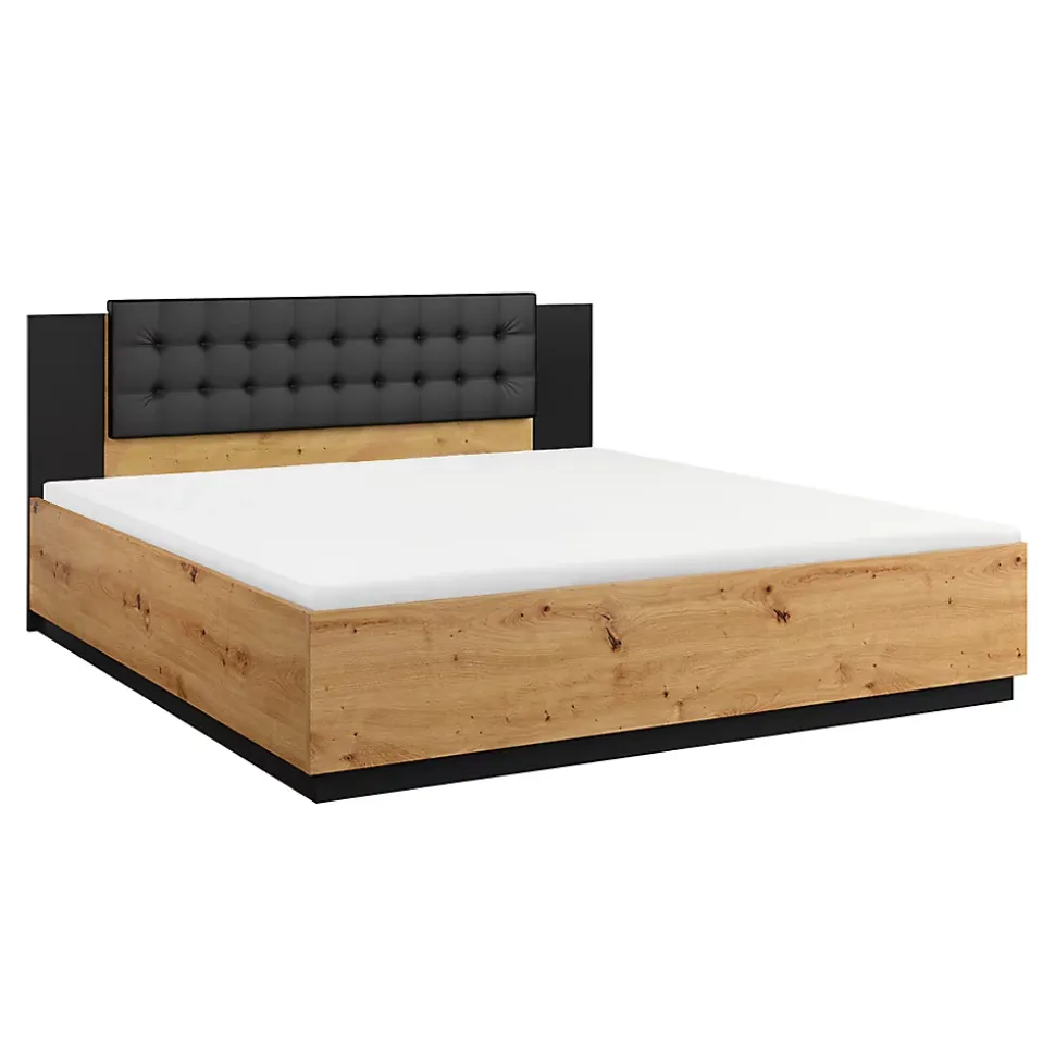 Lit 160x200 sommier inclus Alec Bois et Noir