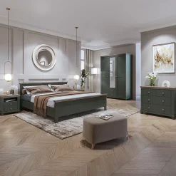 Lit 140x200 sommier inclus Martin Vert et Bois