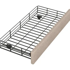 Lit 90x200cm, avec tiroirs et clous décoratifs, Beige