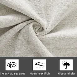 Lit 160x200cm, Espace de Rangement, Sommier à Lattes, Eéclairage LED et tête de lit relevable, Lin, Beige