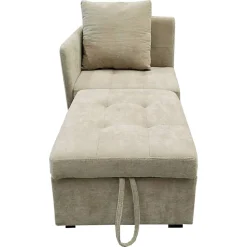 Lit 177x68x65 cm convertible 3-en-1 en tissu lin beige, dossier 5 positions, idéal pour petits espaces