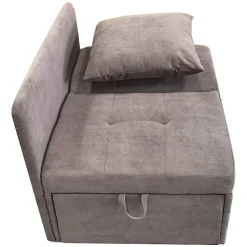 Lit 177x68x65 cm convertible 3-en-1 en tissu lin gris, dossier 5 positions, compact et fonctionnel