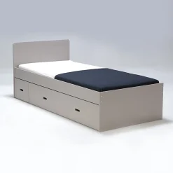 Lit ZENIA 90x190 + 1 chevet + 1 tiroir / Gris