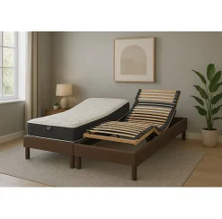 Literie électrique Essenzia Zen Ensemble DETENTE marron - Classic ressorts 2x80x200 Ressorts