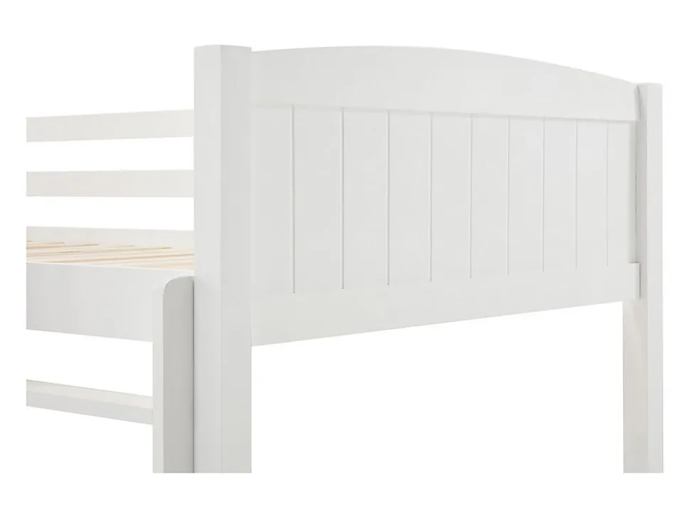 Lits superposés 2 x 90 x 200 cm - 2 tiroirs - Pin et MDF - Blanc + Matelas - LIMODARA