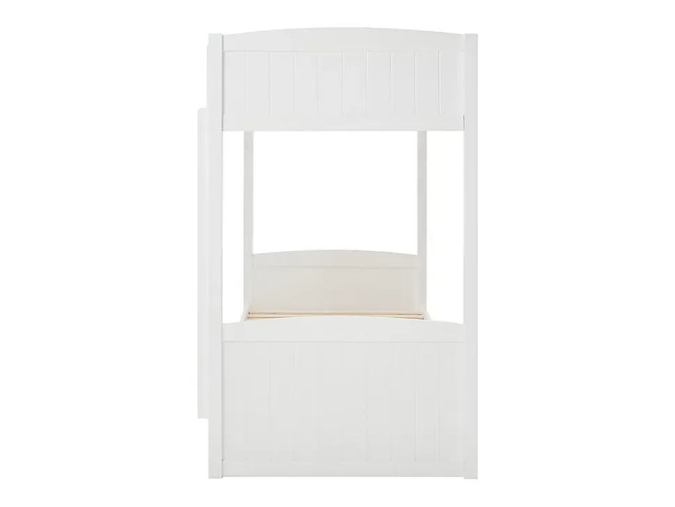 Lits superposés 2 x 90 x 200 cm - 2 tiroirs - Pin et MDF - Blanc + Matelas - LIMODARA