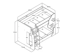 Lits superposés 2 x 90 x 190 cm - Blanc et Naturel - PILATI