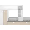 Lits Superposés 2 x 90 x 190 cm - Armoire intégrée - Blanc et naturel - JUANITO